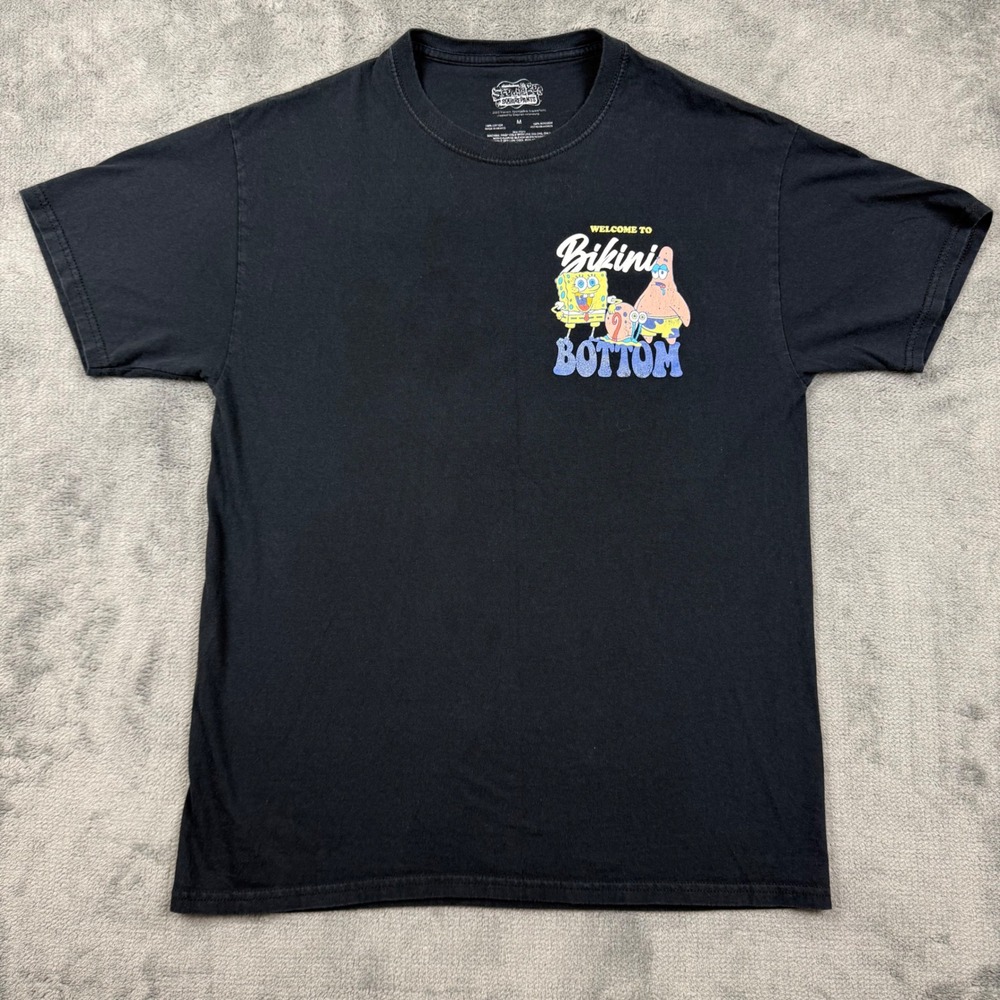SpongeBob SquarePants Nostalgia Graphic T-Shirt Black Mens Medium